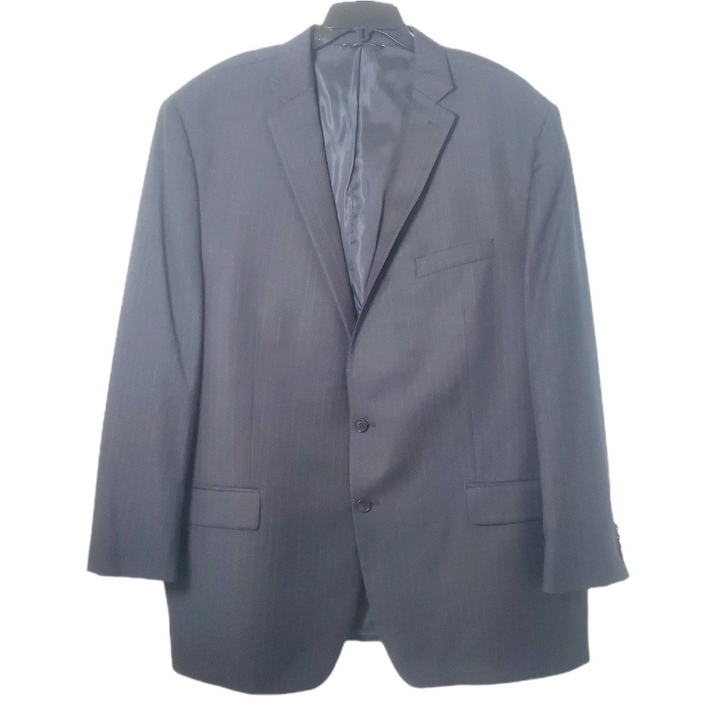 Ralph Lauren Blue Label Mens 52L Charcoal Gray Pinstripe Wool Suit Jacket Blazer